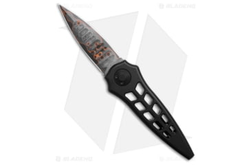Image of Paragon Warlock Enchanter Folding Knife, 3.80in, Damascus, Dagger Blade, Aluminum Black Handle, Black/Black, 9.25in, BHQ-206685
