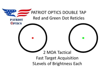Image of Patriot Optics Double Tap Red/Green Dot Sight, 1x30mm, 2 MOA, PO-RD-DT