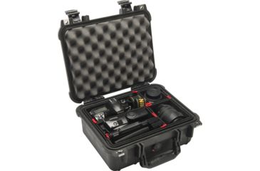 Image of Pelican 1400 Small 13x11x6in Protector Waterproof Carry Case, Black w/ Foam
