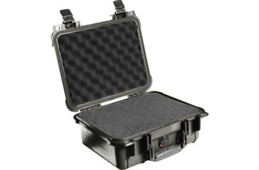 Image of Pelican 1400 Small 13x11x6in Protector Waterproof Carry Case, Black w/ Foam