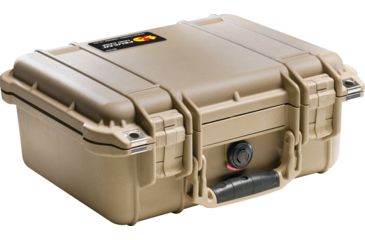 Image of Pelican 1400 Small 13x11x6in Protector Waterproof Carry Case, Desert Tan, No Foam