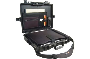 Image of Pelican Laptop Watertight Case w/ Lid Organizer, Tray &amp; Strap - Black 1495-003-110