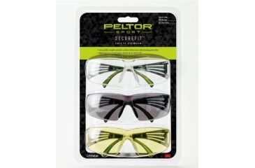Image of PELTOR Sport SecureFit 400 Eye Protection, 3Pack Clear,Amber,Grey Lenses, Anti Fog, Clear, SF400-P3PK-6