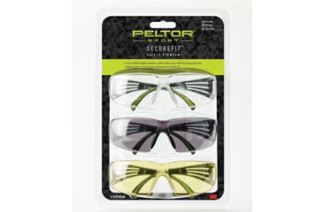 Image of PELTOR Sport SecureFit 400 Eye Protection, 3Pack Clear,Amber,Grey Lenses, Anti Fog, Clear, SF400-P3PK-6