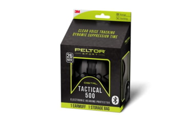 Image of PELTOR Sport Tactical 500 Electronic Hearing Protection Ear Muffs. 26dB NRR, Bluetooth, Black, TAC500-NS-8