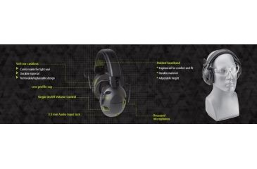Image of Peltor Tactical 100 Electronic Hearing Protector Earmuffs, 22dB, Black TAC100-OTH