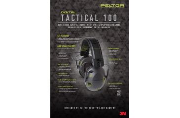 Image of Peltor Tactical 100 Electronic Hearing Protector Earmuffs, 22dB, Black TAC100-OTH