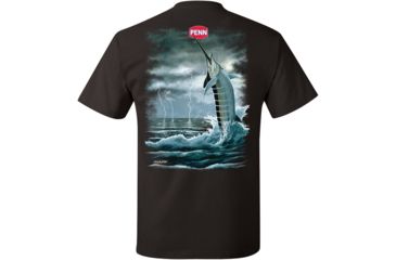 Image of Penn Mens Short Sleeve T-Shirt with Marlin, Black, Large 180229