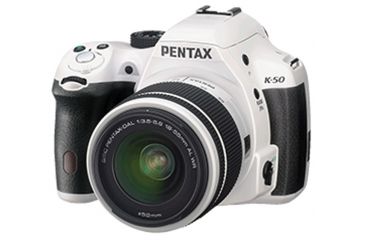 Image of Pentax K-50  Digial SLR Camera with L18-55 WR Lens, White 10939
