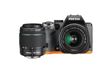 Image of Pentax K-S2 DSLR Camera With 18-50mm and 50-200mm Lenses, Black/Orange 13218