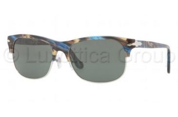 Image of Persol PO3034S Sunglasses 973/31-5318 - Brown Spotted Blue/Brown Frame, Green Lenses