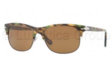 Image of Persol PO3034S Sunglasses 974/33-5318 - Brown Striped Green Frame, Crystal Brown Lenses