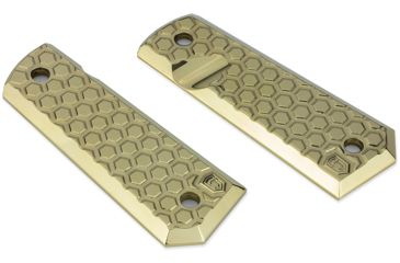 Image of Phase 5 Weapon Systems Inc Brass 1911 Pistol Grips, Hex Pattern, Brass, 1911Grip-BrassHex