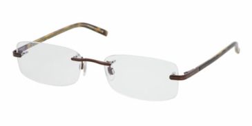Image of Polo PH1089 SV Prescription Eyeglasses, Brown Demo Lens Frame / 53 mm Prescription Lenses, 9013-5318