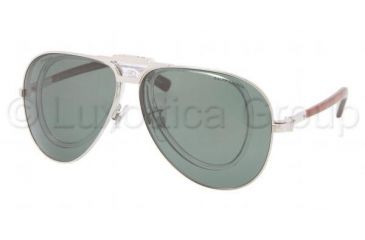Image of Polo PH3075 Sunglasses 92199A-6211 - Shiny Silver Frame, Polarized Green Lenses