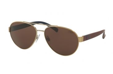 Image of Polo PH3098 Sunglasses 911673-61 - Matte Brusched Pale Gold Frame, Brown Lenses