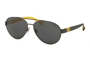 Image of Polo PH3098 Sunglasses 931087-61 - Matte Dark Gunmetal Frame, Grey Lenses
