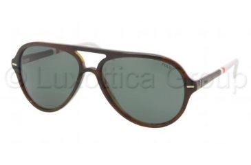 Image of Polo PH4062 Sunglasses 503571-5815 - Top Brown / Havana Frame, Green Lenses