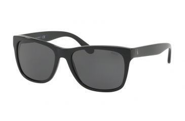 Image of Polo PH4106 Sunglasses 500187-57 - Shiny Black Frame, Dark Gray Lenses