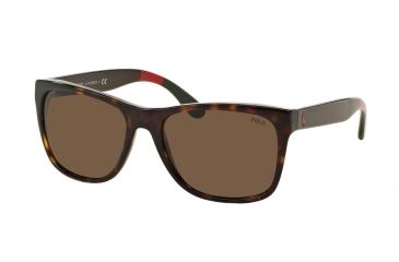 Image of Polo PH4106 Sunglasses 556873-57 - Shiny Dark Havana Frame, Brown Lenses
