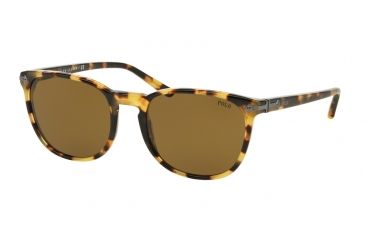 Image of Polo PH4107 Sunglasses 500473-53 - Shiny Spotty Tortoise Frame, Olive Green Lenses