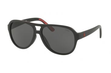 Image of Polo PH4123 Bifocal Prescription Sunglasses PH4123-500187-58 - Lens Diameter 58 mm, Frame Color Matte Black Red Rubber