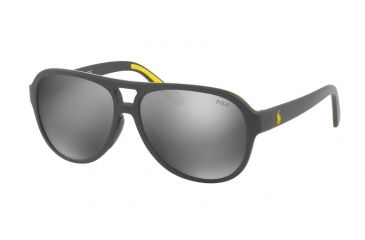 Image of Polo PH4123 Bifocal Prescription Sunglasses PH4123-56286G-58 - Lens Diameter 58 mm, Frame Color Matte Grey Yellow Rubber