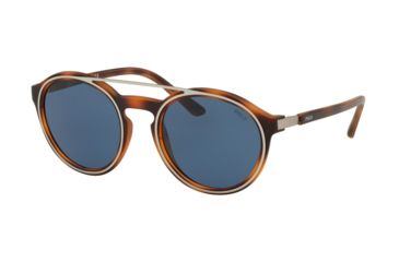 Image of Polo PH4139 Sunglasses 561980-51 - Matte Honey Havana Frame, Blue Lenses