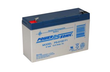 Image of Power Sonic 6 Volt 12Ah Sealed Lead Acid Battery w/ F1 Terminal, Blue/Gray PS6100F1