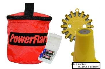 Image of Powerflare 1-Position Cone Adapter Kit with 1-Pack Soft Pack of Magnetic PowerFlare Lights, Red/Blue LEDs, Tan Shell CKT-SP1M-RB-T