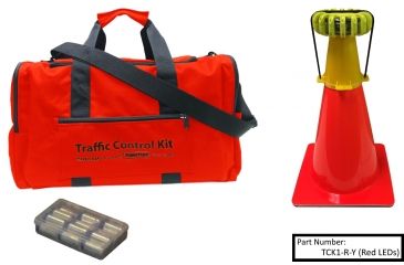 Image of Powerflare 1-Position PowerFlare Traffic Control Kit, Red/Blue LEDs, Tan Shell TCK1-RB-T