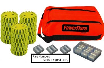 Image of Powerflare 18-Pack PowerFlare Soft Pack, Magnetic, Red/Blue LEDs, Tan Shell SP18M-RB-T