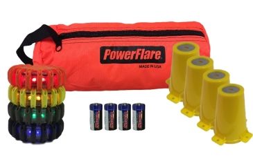 Image of Powerflare 4-Position Cone Adapter Kit with 4-Pack Soft Pack of PowerFlare Lights, Red LEDs, Yellow Shell CKT-SP4-R-Y