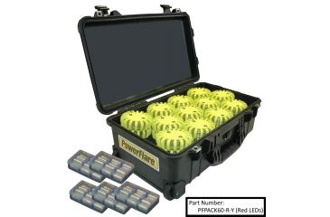 Image of Powerflare 60-Pack PowerFlare Hard Case, Magnetic, Red/Blue LEDs, Tan Shell PFPACK60M-RB-T