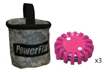 Image of Powerflare PF-200 Softpack,  3 Safety Lights,Amber LED,ACU Bag,3 Batteries, Hot Pink Shell SP3ACU-A-HP