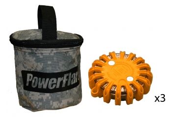 Image of Powerflare PF-200 Softpack,  3 Safety Lights,Amber LED,ACU Bag,3 Batteries, Orange Shell SP3ACU-A-O