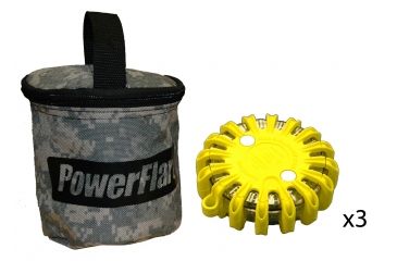 Image of Open Box, Dealer Demo, Powerflare PF-200 Softpack, 3 Safety Lights, Amber LED, ACU Bag, 3 Batteries, Yellow Shell SP3ACU-A-Y