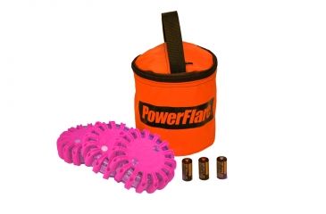 Image of Powerflare PF-200 Softpack,  3 Safety Lights,Amber LED,Orange Bag,3 Batteries, Hot Pink Shell SP3O-A-HP