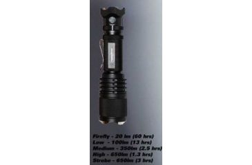 Image of PowerTac Warrior LED Flashlight 650 Lumens CREE XM-L, 2 x CR123A, Black POWERTAC-WARRIOR