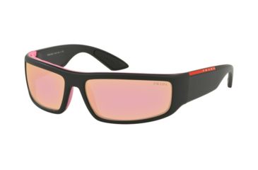 Image of Prada ACTIVE PS02US Sunglasses 3535L2-65 - Black Pink Frame, Grey Mirror Rose Gold Lenses