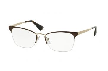 Image of Prada CINEMA' PR65QV Eyeglass Frames DHO1O1-53 - Brown/Pale Gold Frame