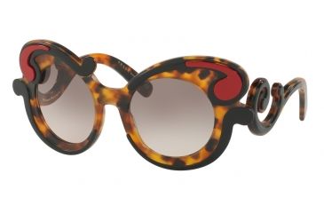 Image of Prada MINIMAL BAROQUE PR23NS Sunglasses VAK4K0-52 - Black / Havana Frame, Pink Gradient Grey Lenses