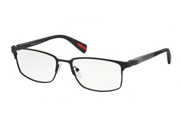 Image of Prada NETEX PS50FV Single Vision Prescription Eyeglasses DG01O1-56 - Black Rubber Frame