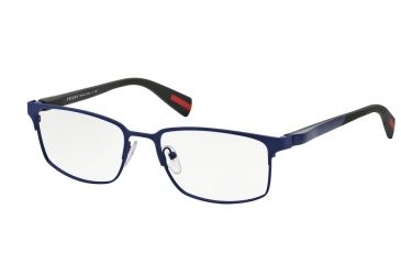 Image of Prada NETEX PS50FV Single Vision Prescription Eyeglasses TIE1O1-54 - Blue Rubber Frame