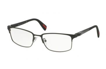 Image of Prada NETEX PS50FV Single Vision Prescription Eyeglasses UBY1O1-54 - Brown/steel Rubber Frame