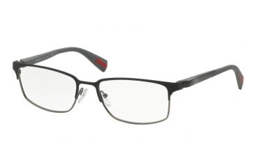 Image of Prada NETEX PS50FV Single Vision Prescription Eyeglasses UEB1O1-54 - Black/Gunmetal Rubber Frame