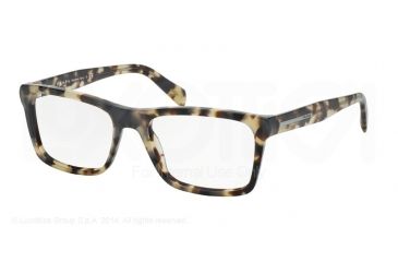 Image of Prada PLAQUE PR06RV Single Vision Prescription Eyeglasses TFG1O1-53 - Grey Havana/matte Green Frame