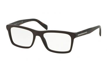 Image of Prada PLAQUE PR06RV Single Vision Prescription Eyeglasses TV61O1-55 - Brushed Matte Brown Frame