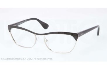 Image of Prada PORTRAIT PR57QV Single Vision Prescription Eyeglasses GAQ1O1-56 - Black/Silver Frame