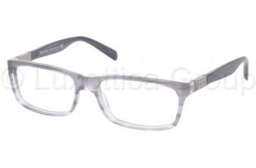 Image of Prada PR02OV Eyeglass Frames EAJ1O1-5316 - Rule Gray/Rule Denim Frame, 53mm Lens Diameter